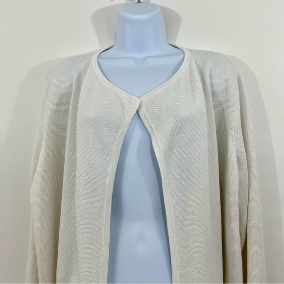 J.Crew White Linen Blend Open Duster Long Sleeve Cardigan Sweater - Picture 2 of 14